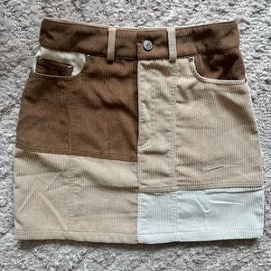 Nasty Gal Corduroy Color Block Mini Skirt, NWT